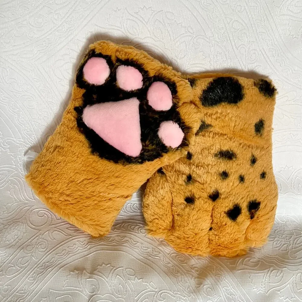 Black Orange Tiger Cat Paw Gloves Cosplay Costume Leopard Ocelot Furry Fursuit